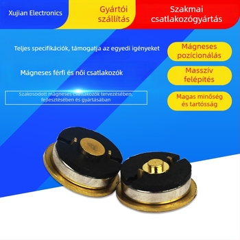 Mágneses töltőcsatlakozó, 2-pólusú, kerek fej, 12V 5A, férfi és női végek