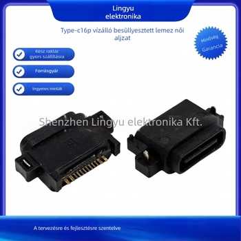 Lingyu Type-C 16-pin vízálló PCB-montázsú női csatlakozó, 2-pontos plug-in