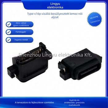 Lingyu Type-C 16-pin vízálló PCB-montázsú női csatlakozó, 2-pontos plug-in