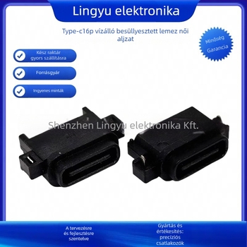 Lingyu Type-C 16-pin vízálló PCB-montázsú női csatlakozó, 2-pontos plug-in
