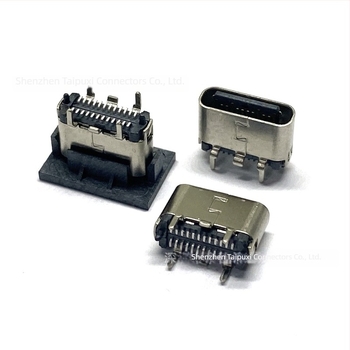 Type-C 24‑pontos függőleges PCB foglalat, ultrarövid, magasság 5,7 mm, tűhossz 1,3 mm, függőleges USB interfész