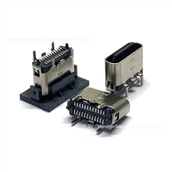 Type-C 24‑pontos függőleges PCB foglalat, ultrarövid, magasság 5,7 mm, tűhossz 1,3 mm, függőleges USB interfész