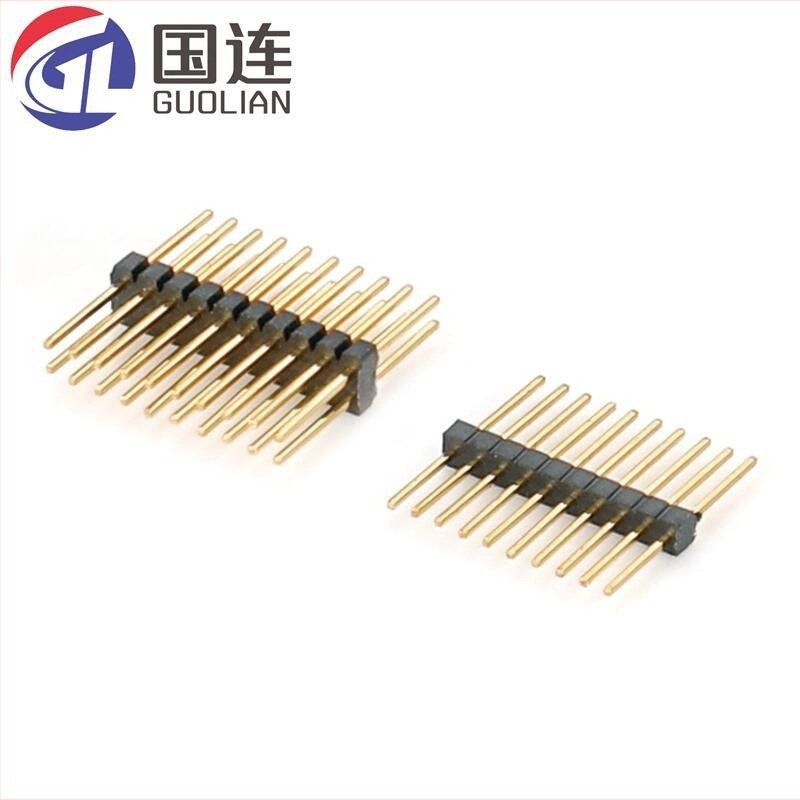 2,54 mm-es lépésű kétsoros egyenes pin-header, réz aranyozott vagy ónos bevonattal, változatok 2×2–2×15