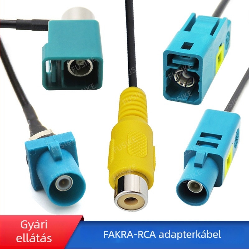 Fakra–RCA női csatlakozó kábel autó visszapillantó tükör megfigyelő rendszerhez, RG174 kamera hosszabbító