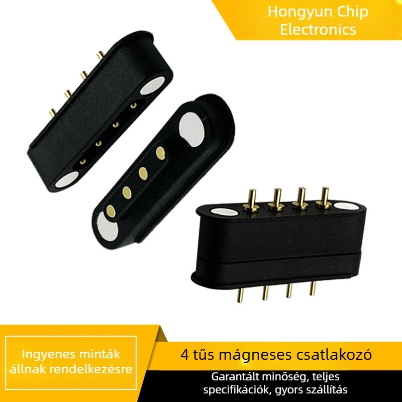 Hongyun Core Pogopin mágneses 4-pontos csatlakozó, vízálló, férfi és női töltőcsatlakozó