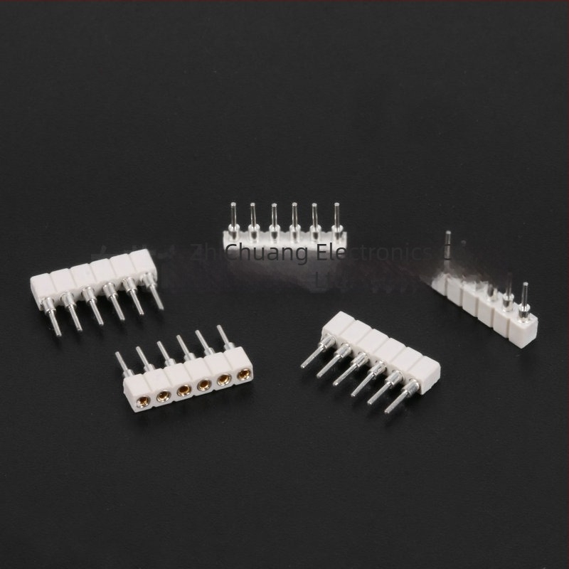 RGB LED-szalagcsatlakozó 2.0, SMD fej, 6‑pin, fehér, függőleges, kerek lyukú fej