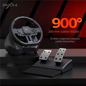 Lashda V900 Gen2 játékvolán versenyszimulátorhoz – USB interfész, ABS anyag, vibráció, kompatibilis PC, PS3, PS4, Xbox