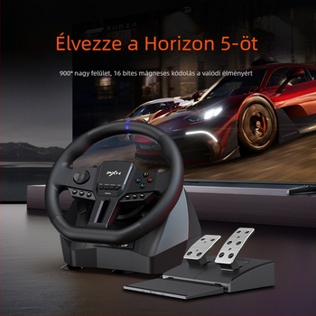 Lashda V900 Gen2 játékvolán versenyszimulátorhoz – USB interfész, ABS anyag, vibráció, kompatibilis PC, PS3, PS4, Xbox