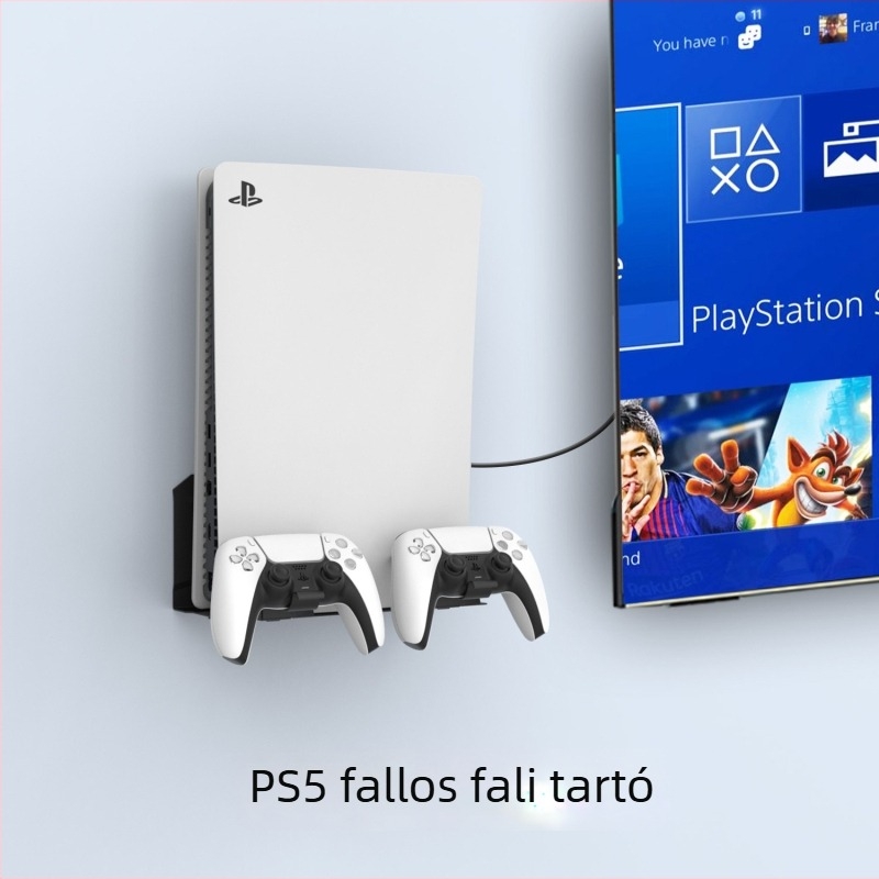 AMVR PS5 falra szerelhető tartó, Fém, Modell P5MM1-Black, PS5-höz, Falra szerelhető, Súly 917 g