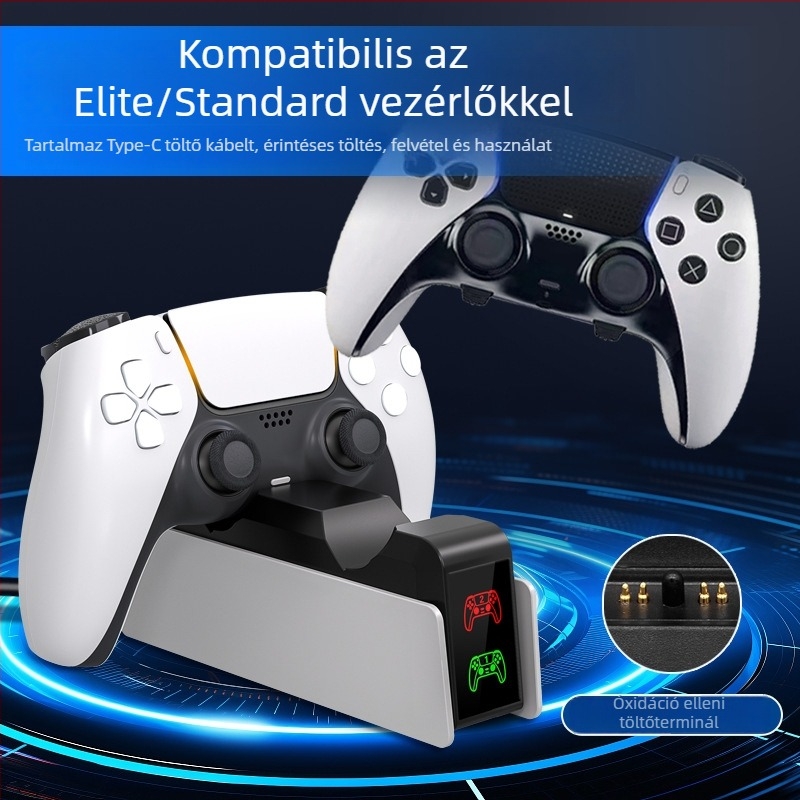 PS5 Kettős Kontroller Töltő Állvány, Gyors Töltés, ABS Anyag