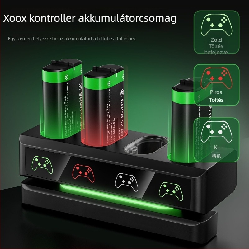 Xbox Series X|S vezeték nélküli kontrollerekhez négy az egyben töltőállomás akkumulátorokkal