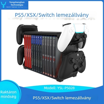 PS5, Switch és Xbox Series S/X lemez- és kontroller-tároló állvány • Modell: HHC-P5028 • Anyag: Műanyag • Márka: DOBE FOMIS ELECTRONICS