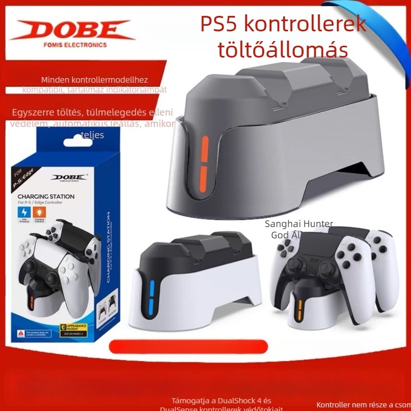 PS5 kontrollerhez kettős töltő USB-C interfészsel, ABS ház, 220 g