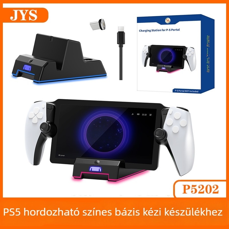JYS PS5 Portal mágneses töltőalap a PS5 Portal kézi készülékhez színes fényhatásokkal