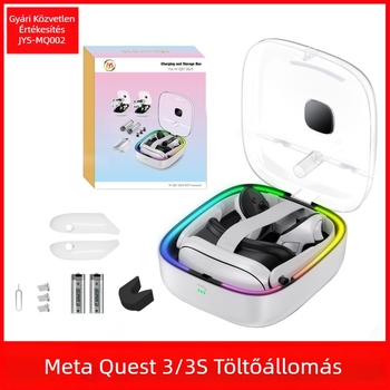Meta Quest3/3S vezérlőkhöz töltőállvány (Model JYS-MQ002) — ABS anyag, kompatibilis Quest3/3S, súly 1.36 kg