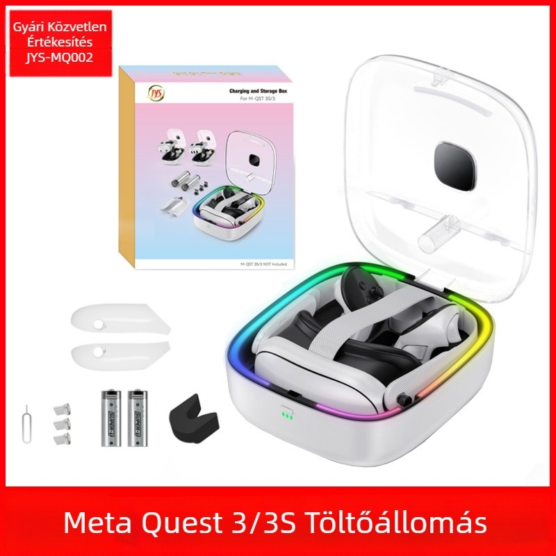 Meta Quest3/3S vezérlőkhöz töltőállvány (Model JYS-MQ002) — ABS anyag, kompatibilis Quest3/3S, súly 1.36 kg