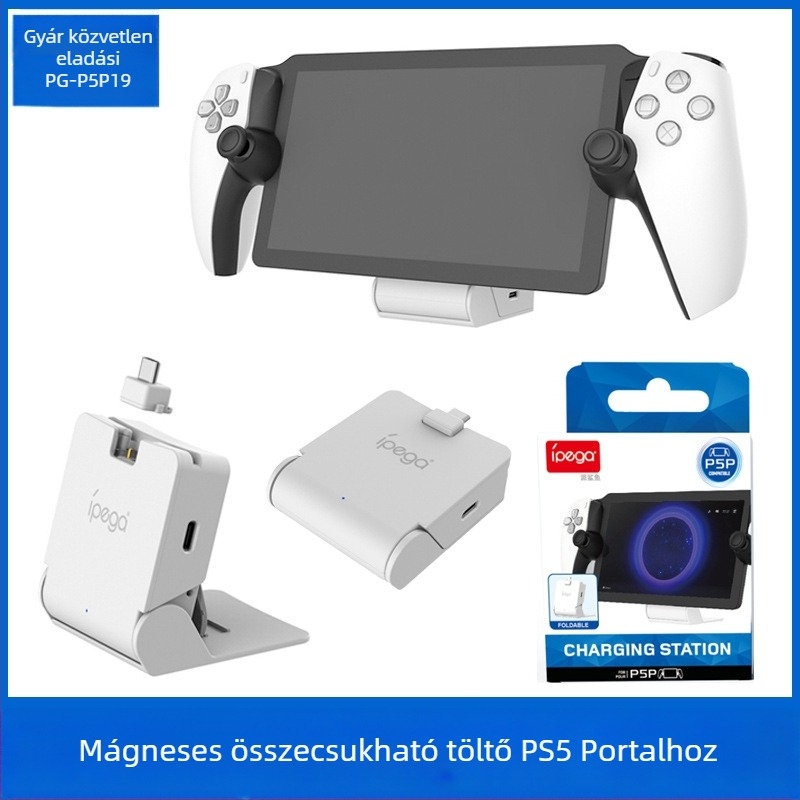 PS5 Portal kézi töltőállvány mágneses összecsukható dokkal, Type-C, ABS, kompakt, 74 g