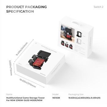 Switch/OLED/Switch 2 kompatibil játék-kártya tároló állvány – ABS, 10 kártya befogadóképesség, modell Jys-ns153b, súly 704 g