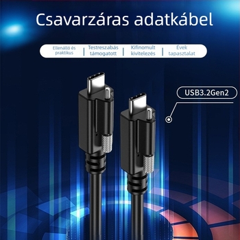 USB 3.2 Type-C ipari videokábel kamera számára, kettős végű, egyetlen csavar rögzítéssel, 20 Gbps átvitellel