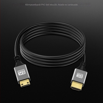 HDMI-Mini HDMI adapter kábel, 8K/2.1, réz vezetők, aranyozott érintkezők, hossz 1,5 m