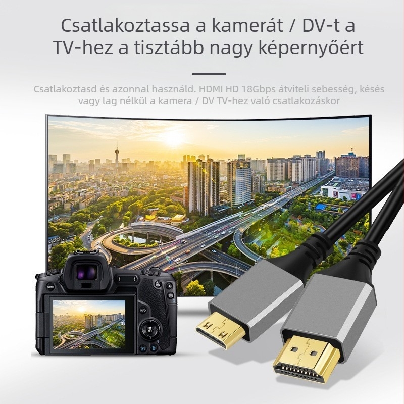 HDMI-Mini HDMI adapter kábel, 8K/2.1, réz vezetők, aranyozott érintkezők, hossz 1,5 m