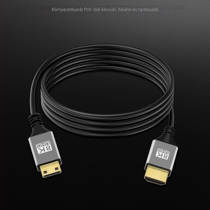 HDMI-Mini HDMI adapter kábel, 8K/2.1, réz vezetők, aranyozott érintkezők, hossz 1,5 m