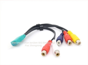 LCD digitális TV-hez AV-kábel komponens videójelekkel, 3,5 mm + 2,5 mm-ről 5 RCA-ra, dupla audio csatlakozóval