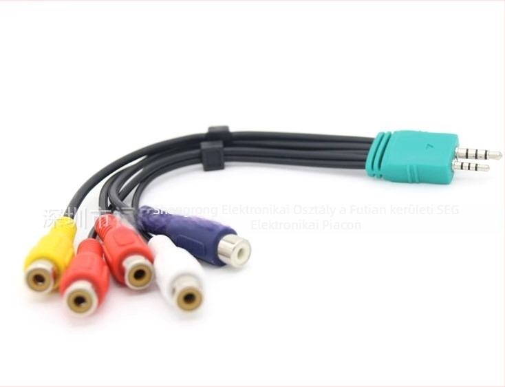 LCD digitális TV-hez AV-kábel komponens videójelekkel, 3,5 mm + 2,5 mm-ről 5 RCA-ra, dupla audio csatlakozóval