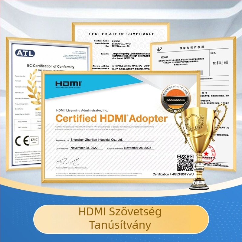 HDMI optikai kábel, leválasztható mérnöki osztály, HDMI 2.0, Type A, aranyozott érintkezők