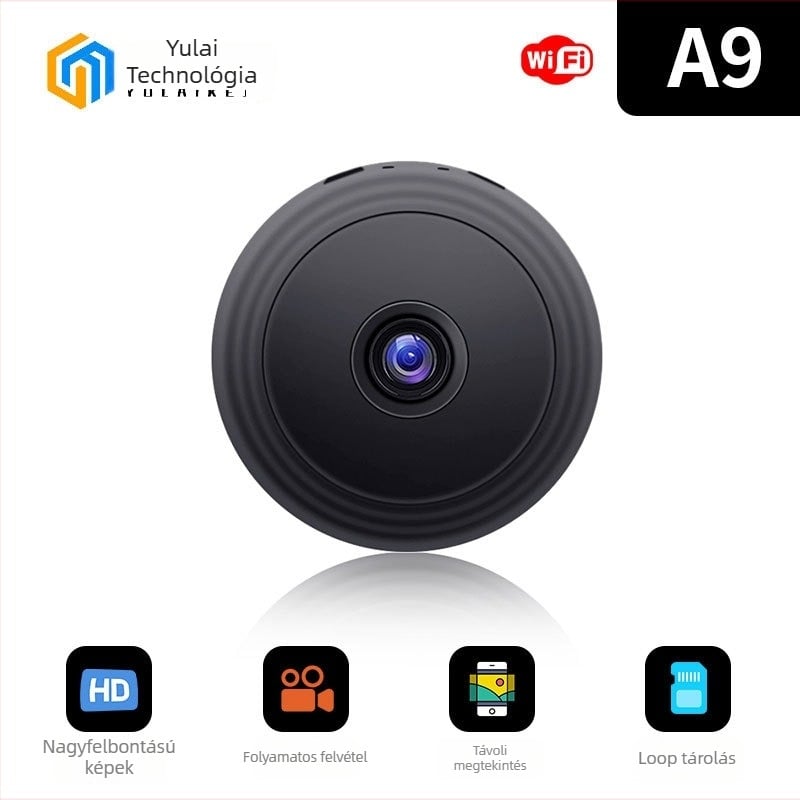 A9 Vezeték nélküli otthoni megfigyelő kamera, 1080P, éjjellátás, Wi‑Fi, videófelvétel és fényképek