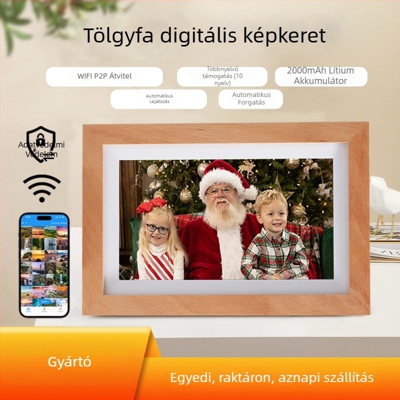 7 hüvelykes digitális fotókeret WiFi-vel, videólejátszással, 8 GB tárhely