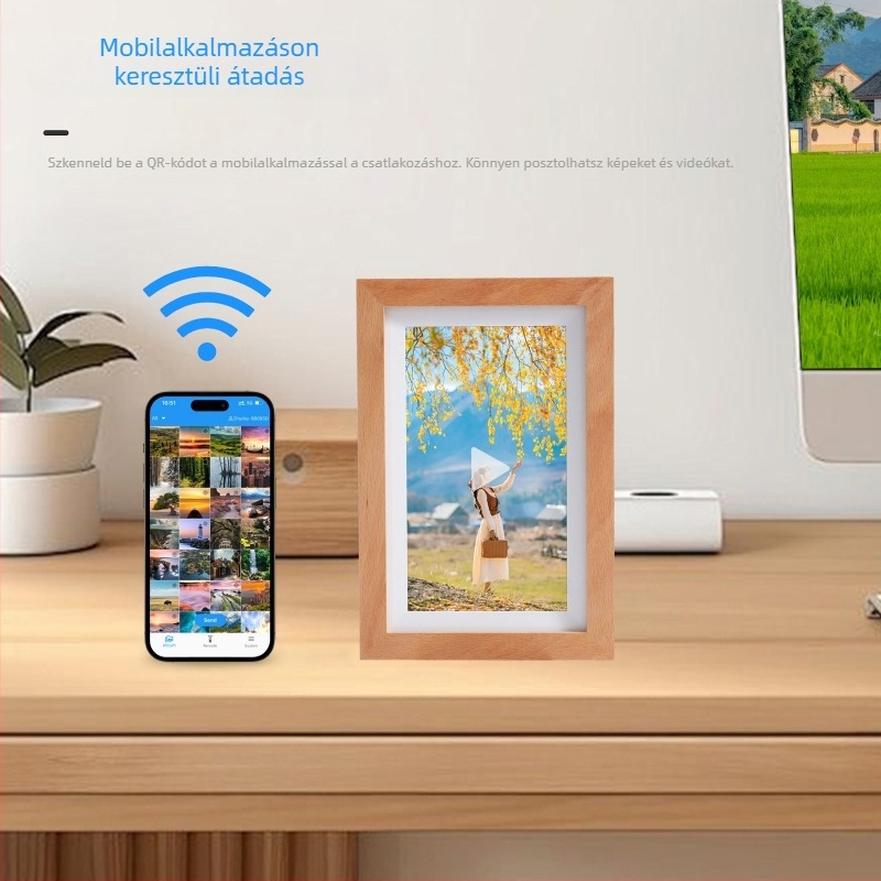 7 hüvelykes digitális fotókeret WiFi-vel, videólejátszással, 8 GB tárhely