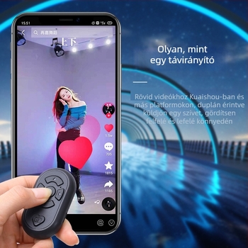 S6 Bluetooth távirányító mobiltelefonhoz – S6, újratölthető akkumulátor, ABS + puha szilikon, Type-C interfész, Android és iOS kompatibilis