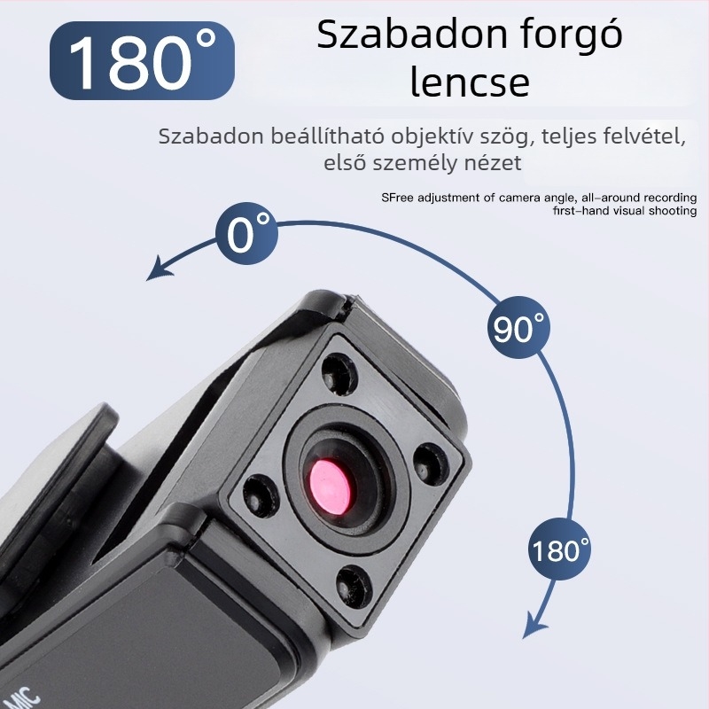A9 zsebes klipskamera, 1080P videó, 1.0 MP szenzor, tárhely akár 128 GB, 180 perc akkumulátor