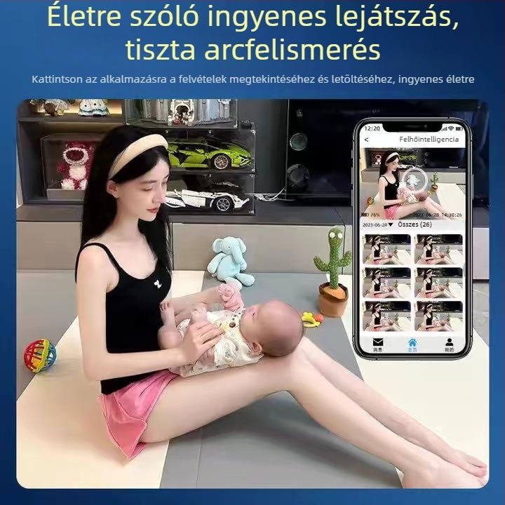 Okos kamera 1080p felbontás, éjjellátás, felhőalapú tárhely, vezérlés mobilalkalmazással, 3,6 mm objektív