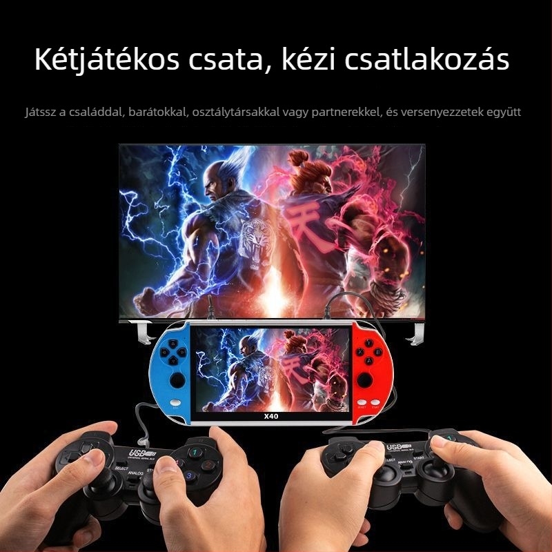 Kétjátékos PSP hordozható konzol 7 hüvelykes kijelzővel, FC retro játékokkal, 16 GB