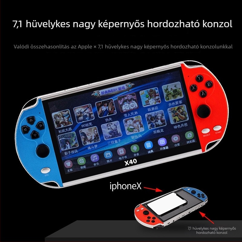 Kétjátékos PSP hordozható konzol 7 hüvelykes kijelzővel, FC retro játékokkal, 16 GB