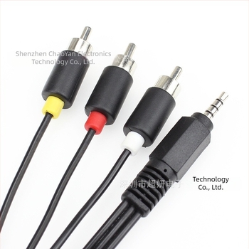 3,5 mm-es audio/video osztó kábel, 1–3 RCA csatlakozóval