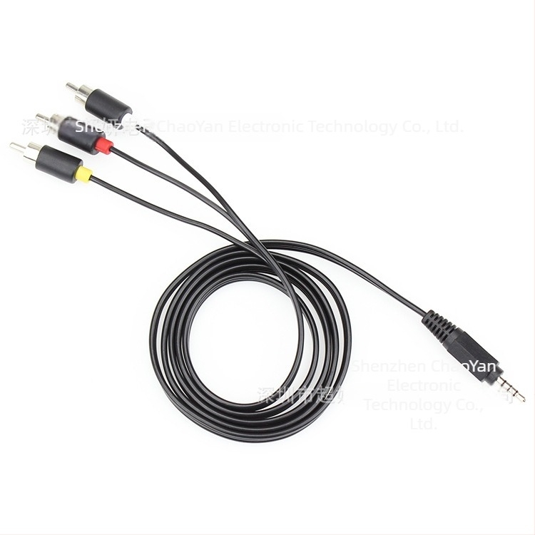 3,5 mm-es audio/video osztó kábel, 1–3 RCA csatlakozóval
