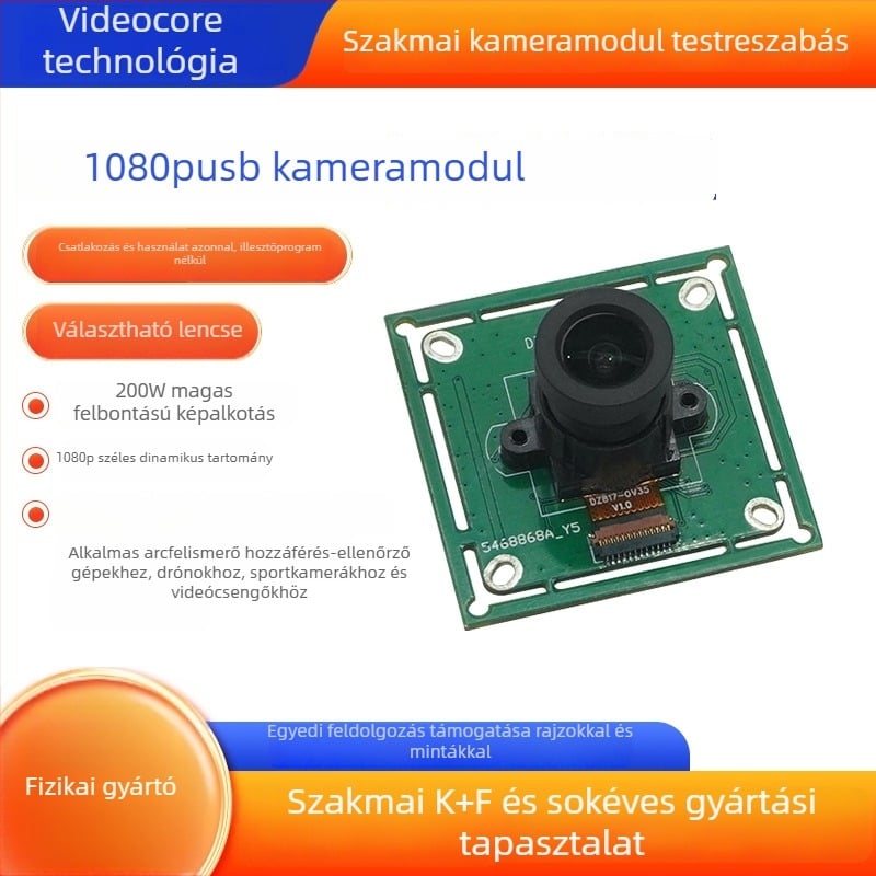 USB kamera modul – 2 MP érzékelő, 1280x720 felbontás, 30fps, USB 2.0, illesztőprogram nélkül