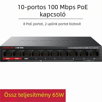 Mercury MSG10CPS 10-portos PoE kapcsoló, 100 Mbps Fast Ethernet, 65W PoE tápellátás, modell MS10CPS