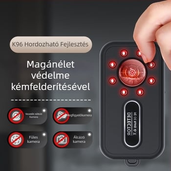 K96 vezeték nélküli infravörös detektor, szállodai és kiadó lakásokban elrejtett kamerák feltárására, frekvenciasáv 1-8000 MHz, detektálási sugár 0.1-10 m