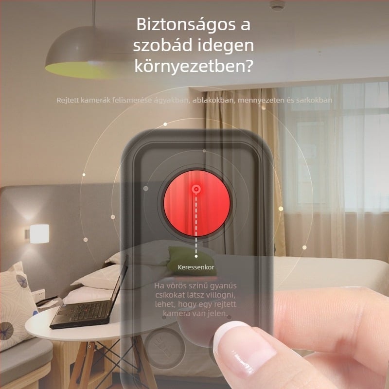 K96 vezeték nélküli infravörös detektor, szállodai és kiadó lakásokban elrejtett kamerák feltárására, frekvenciasáv 1-8000 MHz, detektálási sugár 0.1-10 m
