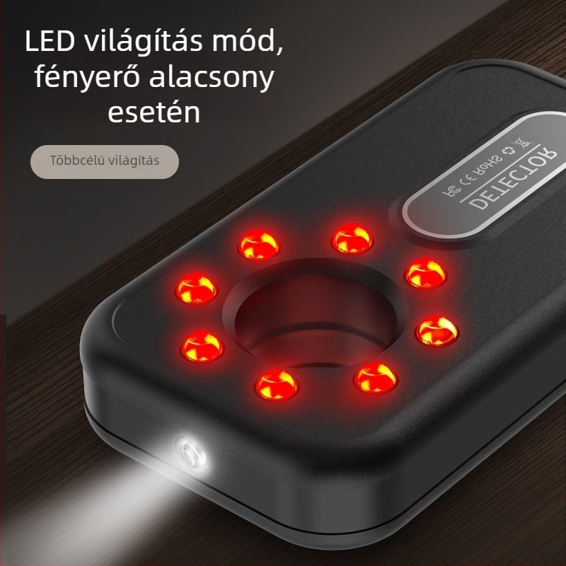 K96 vezeték nélküli infravörös detektor, szállodai és kiadó lakásokban elrejtett kamerák feltárására, frekvenciasáv 1-8000 MHz, detektálási sugár 0.1-10 m