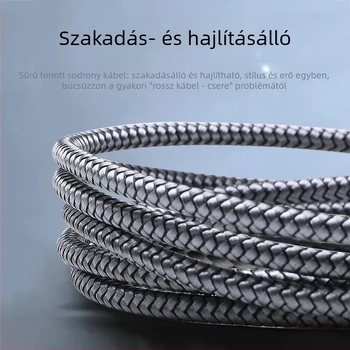 Type-C töltőkábel, szövött kivitel – gyors töltés; interfész: Type-C; egyfejű csatlakozó