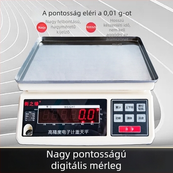 Precíz elektronikus ipari mérleg, modell TSC-W30, kapacitás 1,5–30 kg, felbontás 0,01 g, többfunkciós mérleg