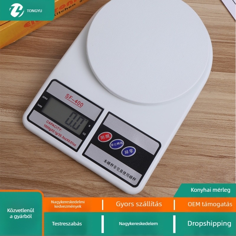 SF-400 digitális konyhai mérleg, 1 kg–10 kg kapacitás, nagy pontosságú élelmiszer mérleg, kompakt grammos mérleg sütéshez