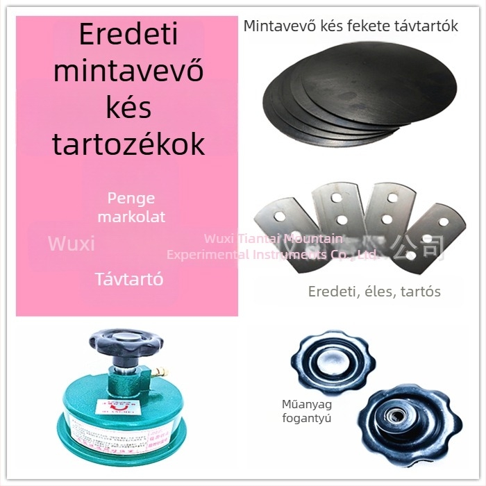 Grammás mintavételi készülék fekete tömítőgyűrűvel, mintavételi kés pengével, kézi gravírozó lemez, műanyag fogantyú, digitális mérleg