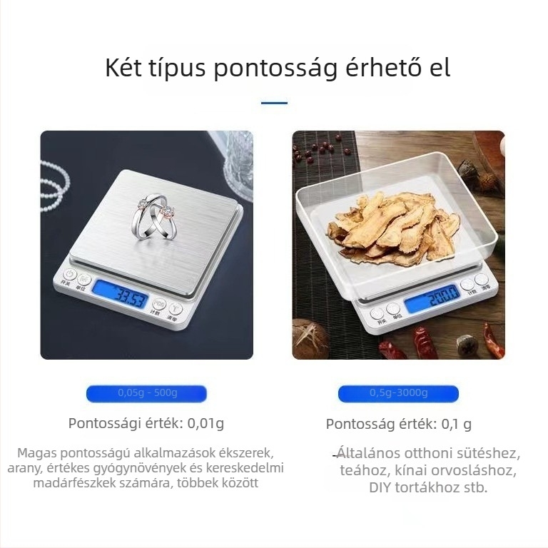 Magas pontosságú elektromos konyhai mérleg, kompakt gram- és számoló mérleg élelmiszerekhez, modell i2000