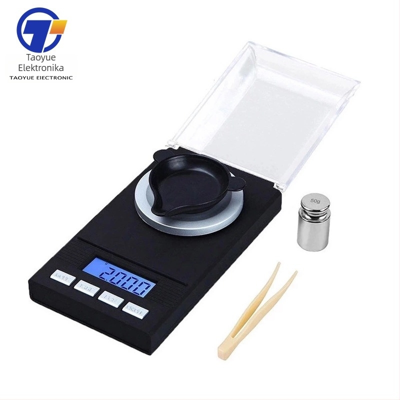 TY-128 Elektronikus precíziós mérleg ékszerek és laboratórium számára, pontosság 0,001 g, tartományok 20/50/100 g, milligramm skála